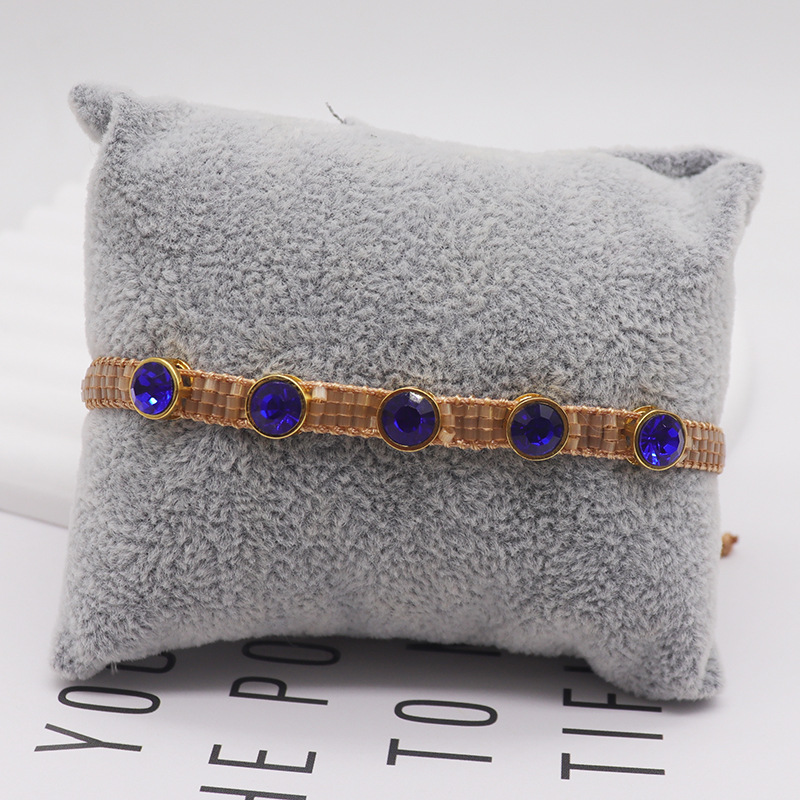 Fashion 28# Rice Beads Woven Round Zirconium Bracelet