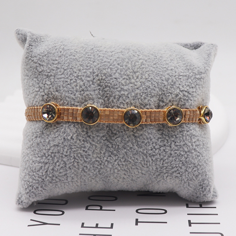 Fashion 32# Rice Beads Woven Round Zirconium Bracelet