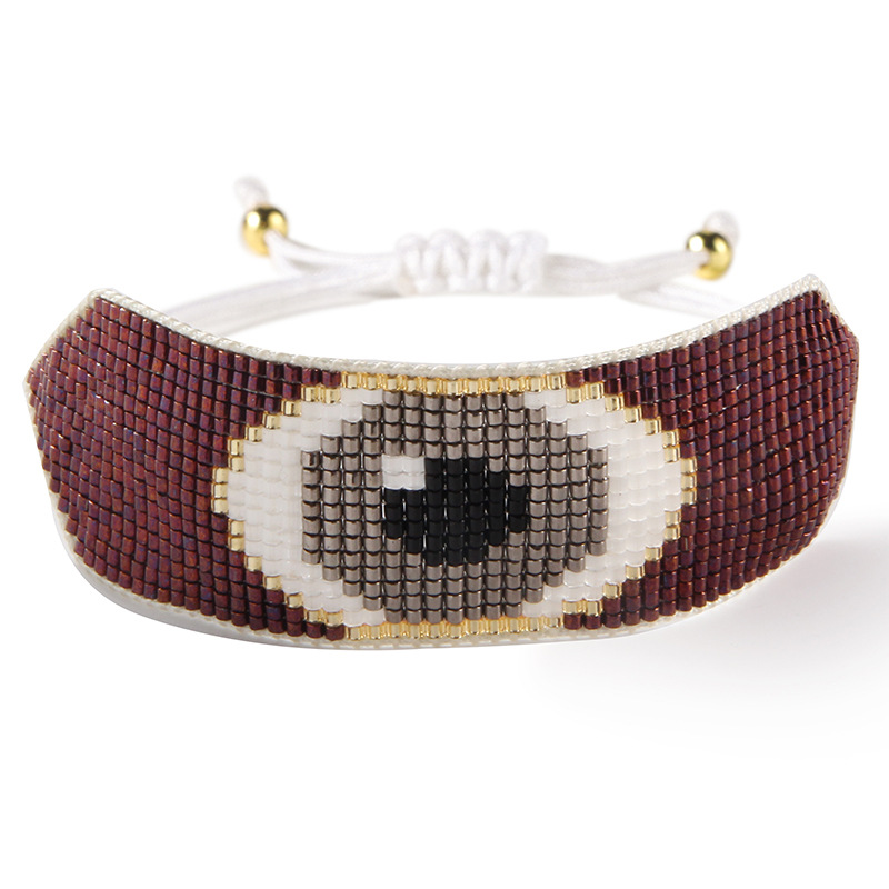 Fashion Coffee Color Rice Beads Braided Eye Bracelet