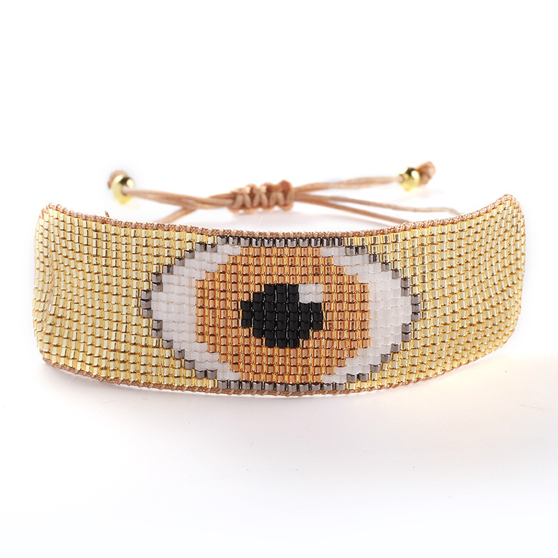 Fashion Gold Rice Beads Braided Eye Bracelet