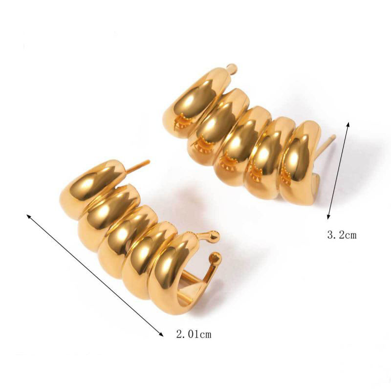 Fashion Gold Stainless Steel Geometric Curved Earrings