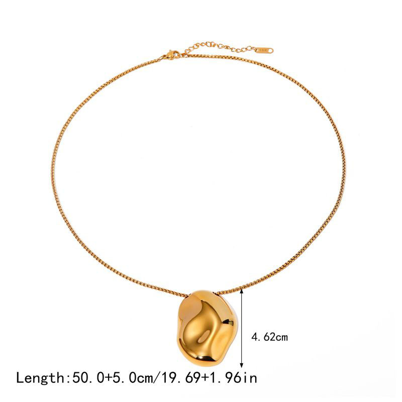 Fashion Gold Stainless Steel Irregular Hammer Pattern Necklace