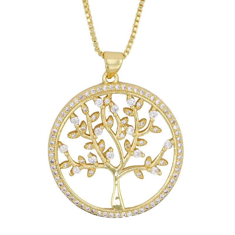 Fashion Round 1 Copper And Diamond Round Tree Of Life Necklace