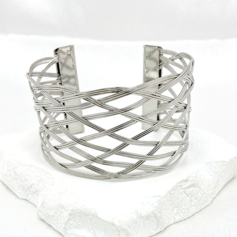Fashion White K Color Copper Multi-layered Line Hollow Bracelet