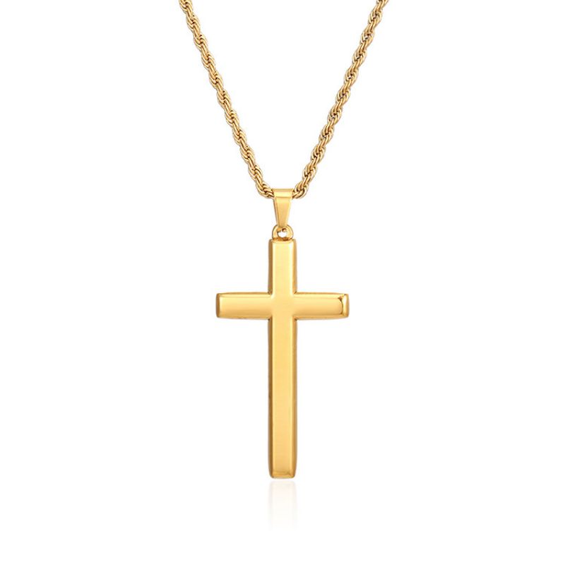 Fashion Gold Stainless Steel Cross Necklace