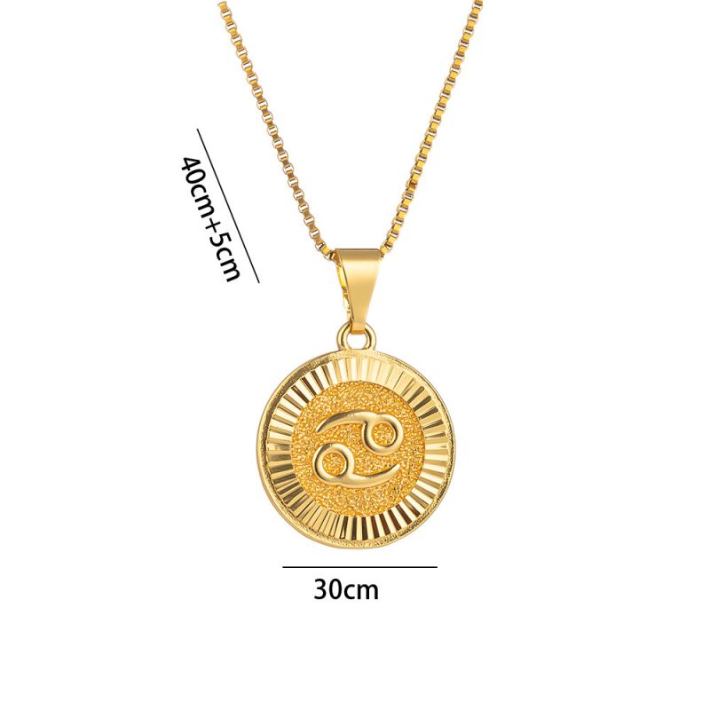 Fashion Cancer Stainless Steel Zodiac Round Necklace