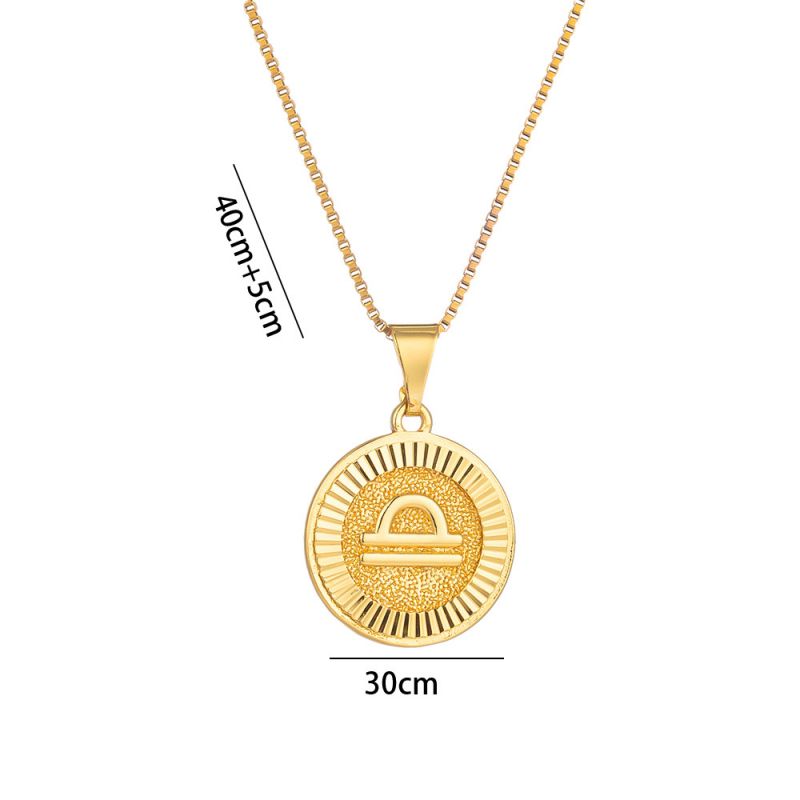 Fashion Libra Stainless Steel Zodiac Round Necklace