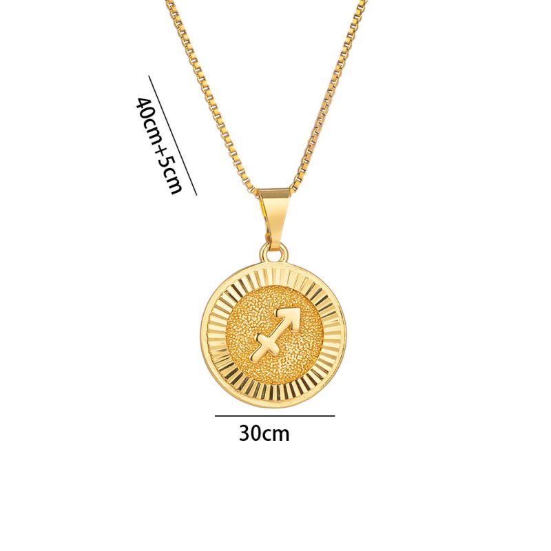 Fashion Sagittarius Stainless Steel Zodiac Round Necklace