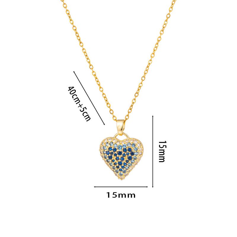 Fashion Blue Diamond Love Necklace Gold Titanium Steel Diamond Love Necklace