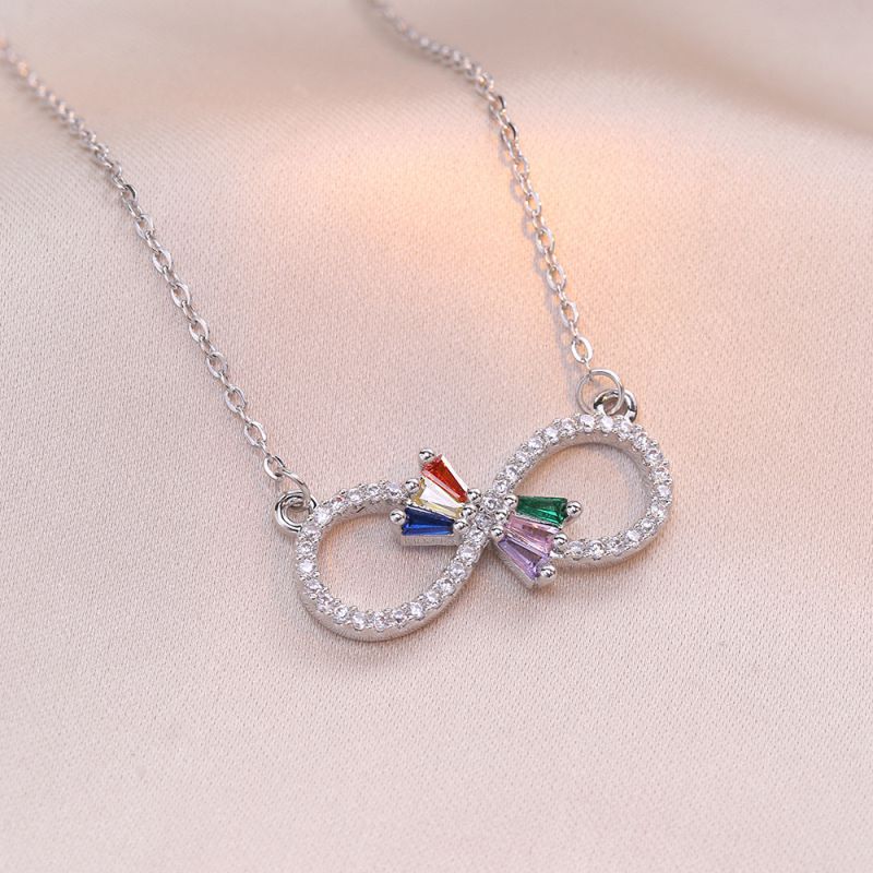 Fashion Steel Color Colorful 8 Necklace Titanium Steel Diamond Figure 8 Necklace