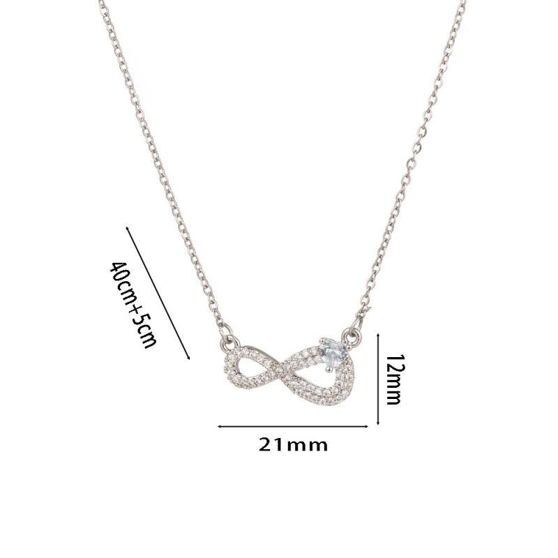Fashion Silver Titanium Steel Diamond Figure 8 Necklace