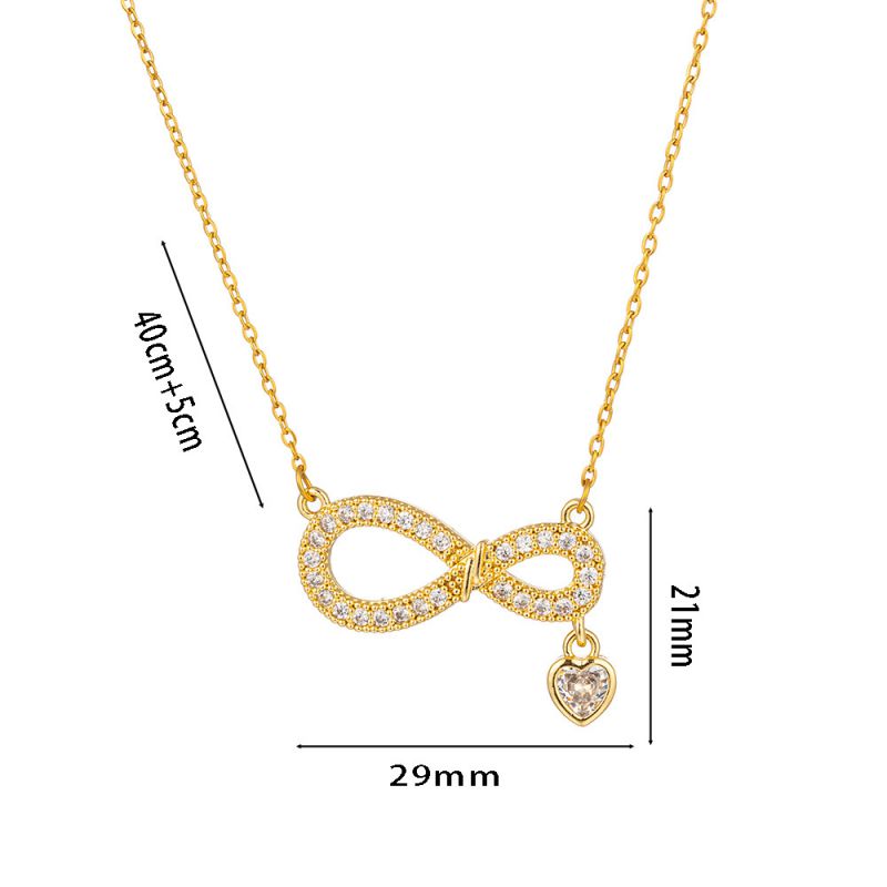 Fashion Gold Titanium Steel Diamond Figure 8 Necklace