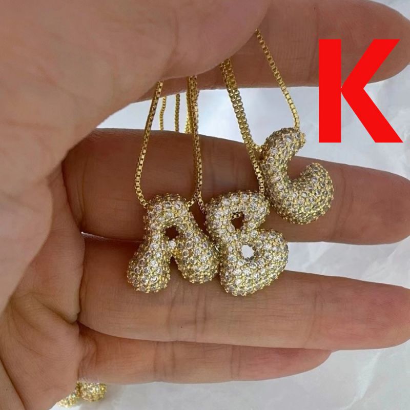 Fashion K Gold-plated Copper Inlaid With Zirconium 26 Letter Necklace