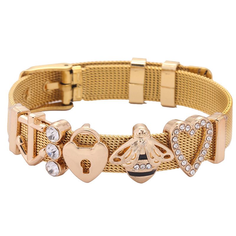 Fashion Gold Stainless Steel Geometric Strap Bracelet