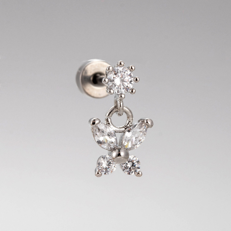 Fashion 6# (single) Titanium Steel Diamond Geometric Stud Earrings (single)