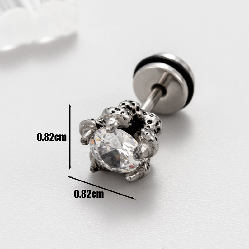 Fashion 3# Titanium Steel Diamond Geometric Men's Stud Earrings (single)