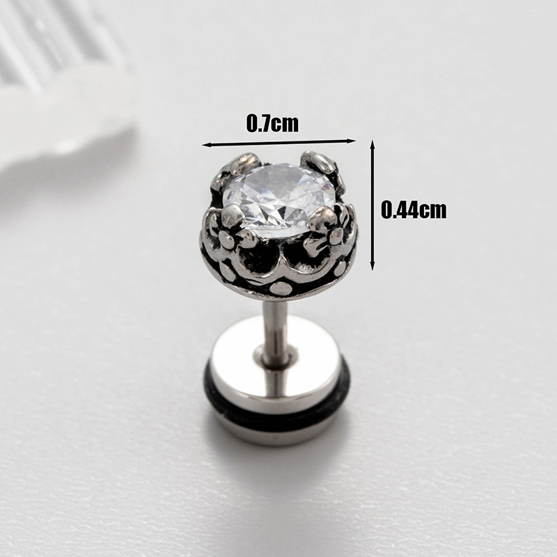 Fashion 6# Titanium Steel Diamond Geometric Men's Stud Earrings (single)