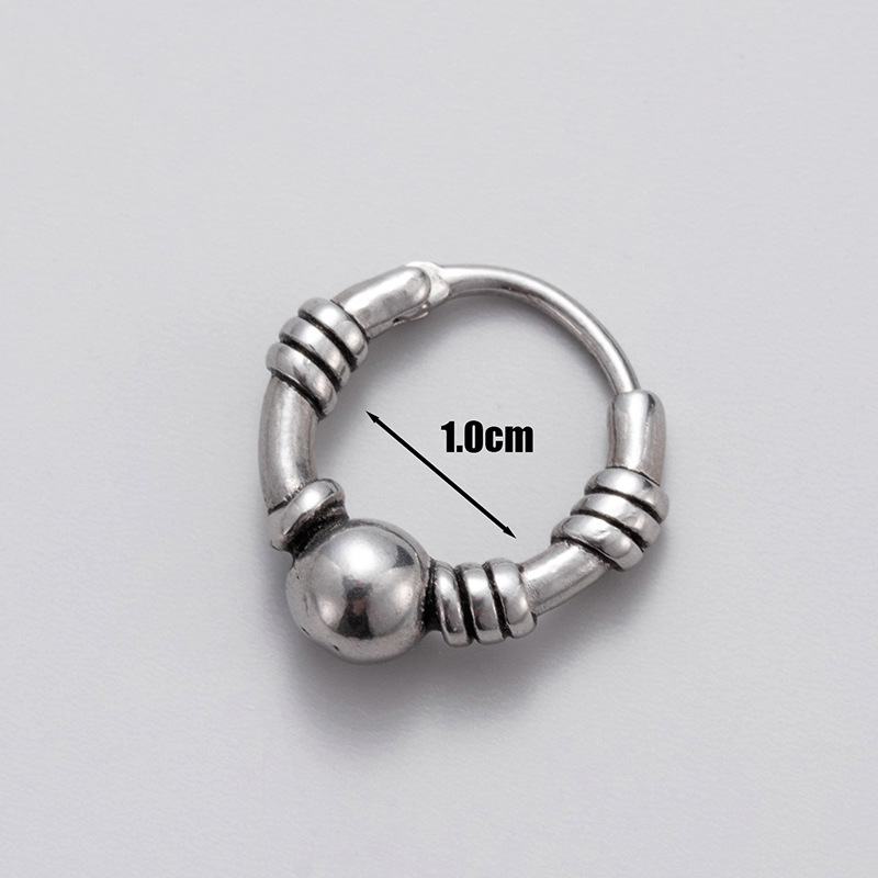 Fashion 7# Titanium Steel Geometric Round Men's Earrings (single)