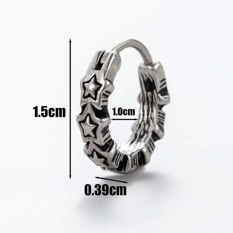 Fashion 6# Titanium Steel Geometric Men's Earrings (single)