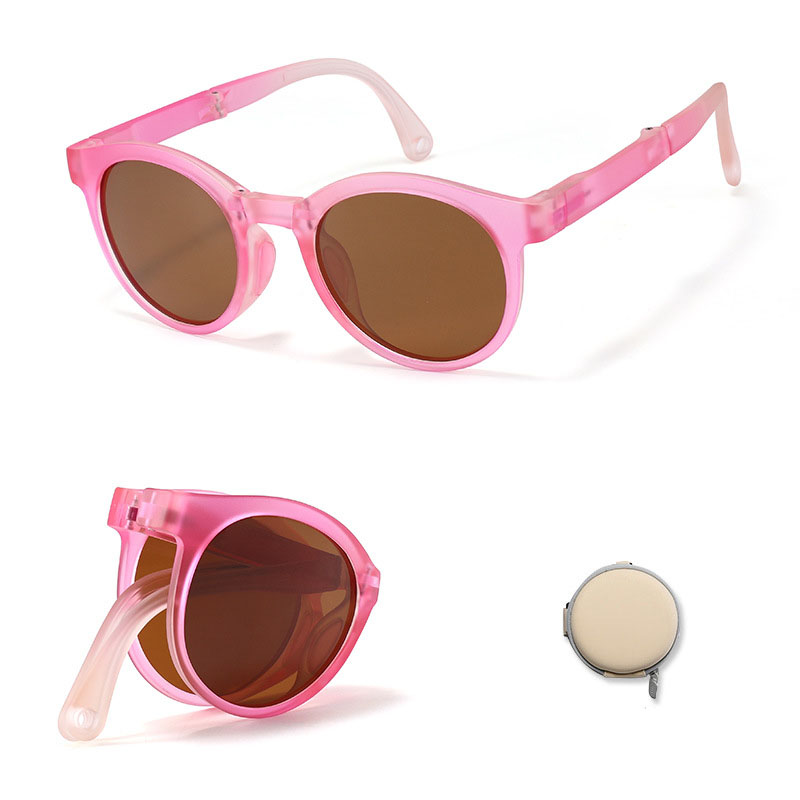 Fashion Gradient Powder Children's Foldable Round Frame Sunglasses