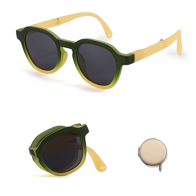 Fashion Green And Yellow Frame C4 Children's Foldable Sunglasses