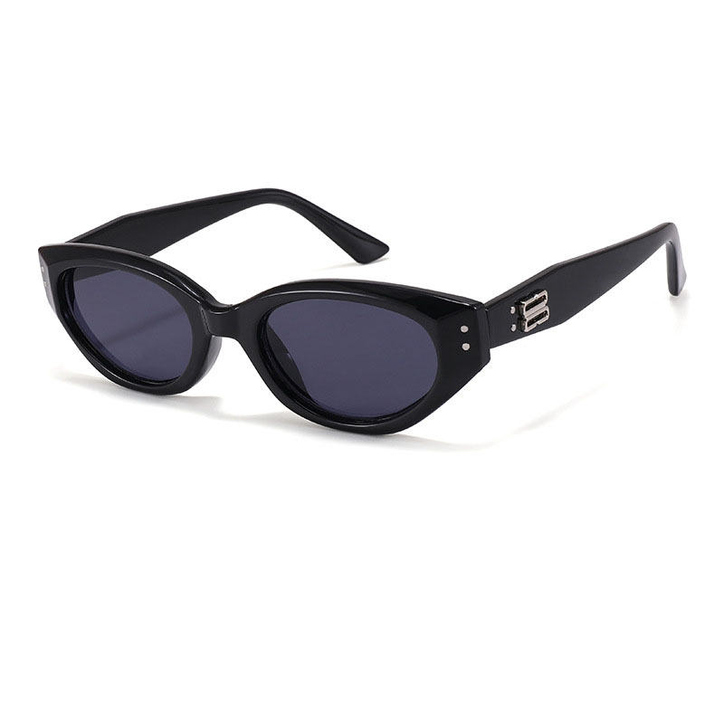Fashion Black Frame Black And Gray Film (pc Non-polarized Non-folding Foldable Cat Eye Sunglasses