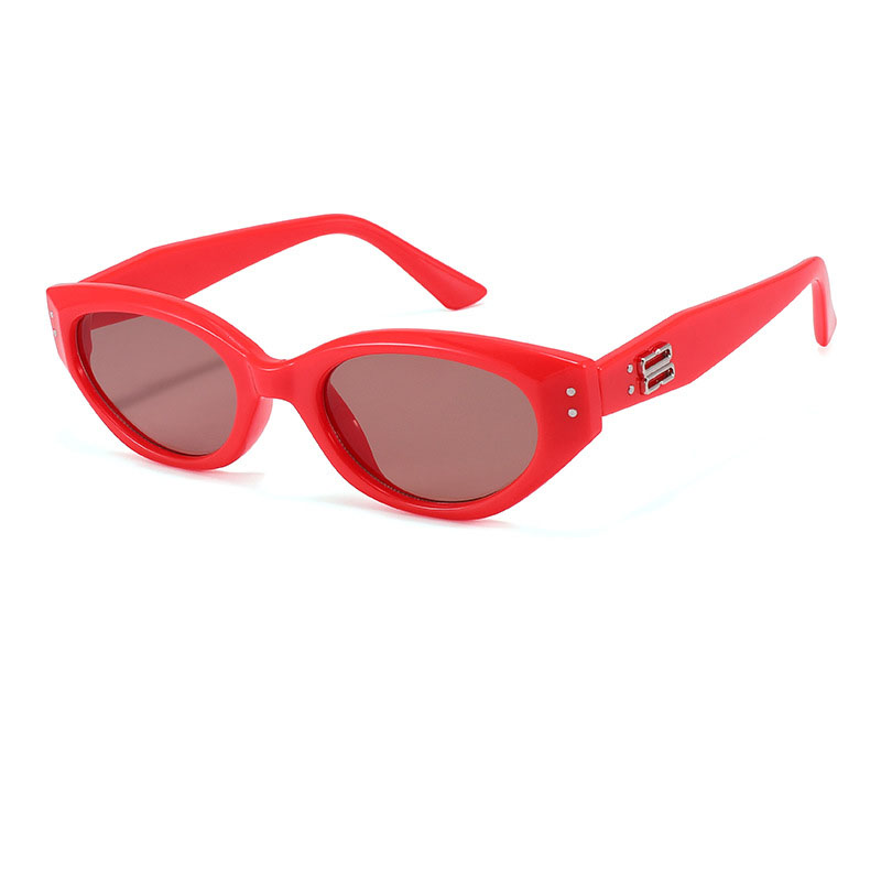 Fashion Red Frame Tea Tablets (pc Non-polarized Non-folding Foldable Cat Eye Sunglasses