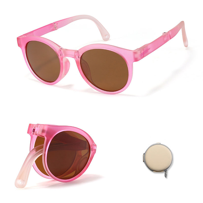 Fashion Gradient Powder (free Small Round Box) Tac Children's Foldable Sunglasses