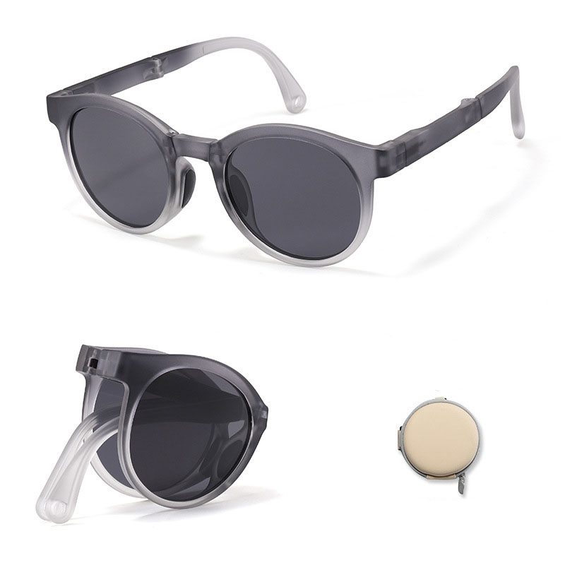 Fashion Gradient Gray (complimentary Small Round Box) Tac Children's Foldable Sunglasses