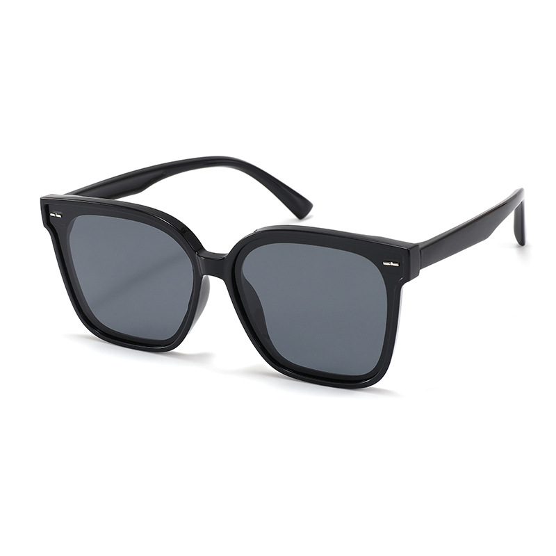 Fashion Bright Black Frame-c1 Tac Square Large Frame Sunglasses