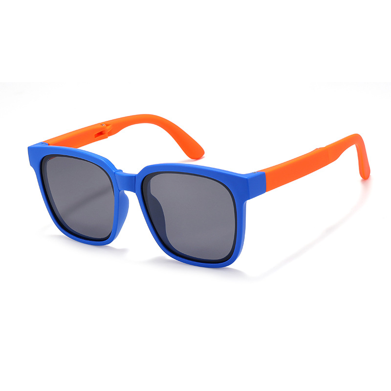 Fashion Dark Blue Frame Orange Legs-c4 Large Square Frame Children's Sunglasses