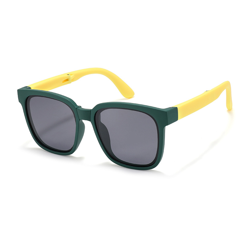 Fashion Dark Green Frame Yellow Legs-c5 Large Square Frame Children's Sunglasses