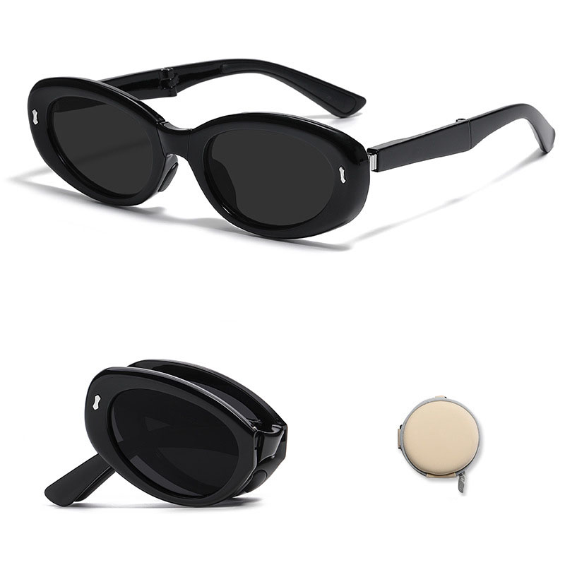 Fashion C1-brilliant Black (tr Polarized) Cat Eye Small Frame Foldable Sunglasses
