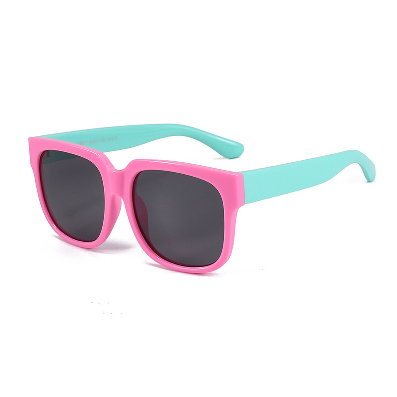 Fashion Pink Frame Green Legs Large Square Frame Children's Sunglasses
