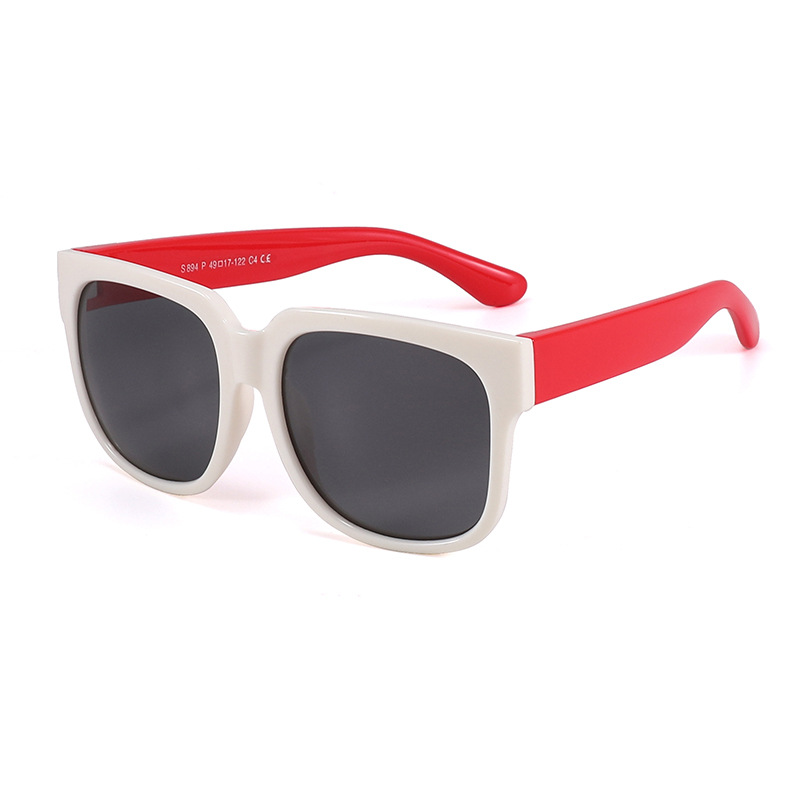 Fashion White Frame Red Legs Large Square Frame Children's Sunglasses