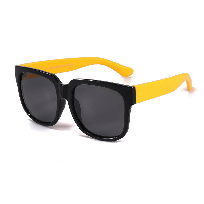 Fashion Black Frame Yellow Legs Large Square Frame Children's Sunglasses