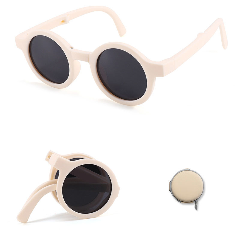 Fashion Matte White C57 Children's Round Folding Sunglasses