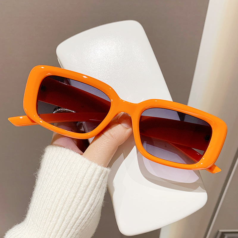 Fashion Orange Frame Gradually Gray Film Pc Square Small Frame Sunglasses