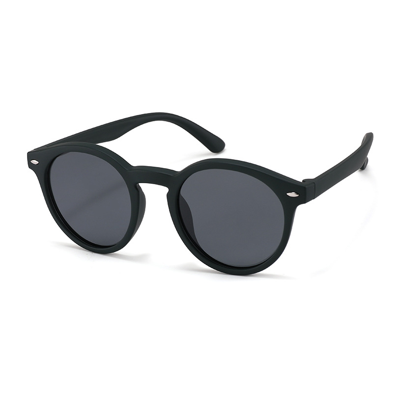 Fashion Dark Green Tac Round Small Frame Sunglasses