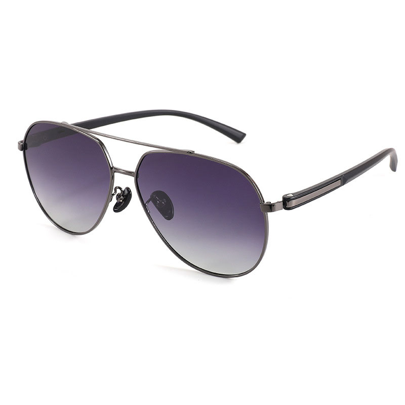 Fashion Gun Frame Gradient Purple Film C3 Tac Double Bridge Large Frame Sunglasses