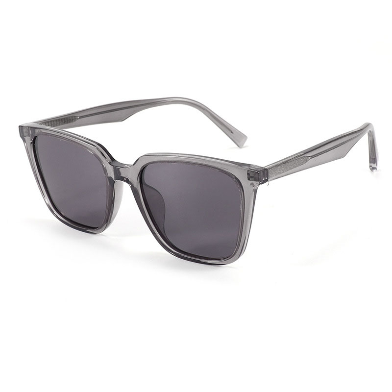 Fashion Gray Frame Black And Gray Film-c3 Tac Square Large Frame Sunglasses