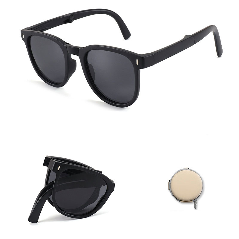 Fashion Matte Black C13 Children's Folding Square Sunglasses