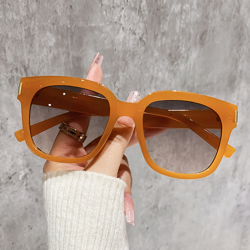 Fashion Orange Frame Gray Powder Tablets Pc Square Large Frame Sunglasses