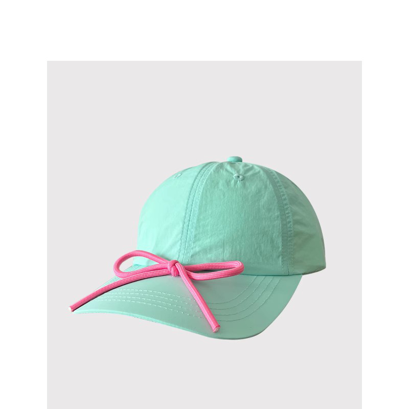 Fashion Mint Green Polyester Strappy Bow Baseball Cap