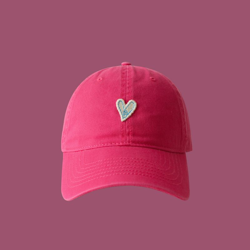 Fashion Small Heart Logo Soft Top Baseball Cap Cotton Embroidered Love Baseball Cap