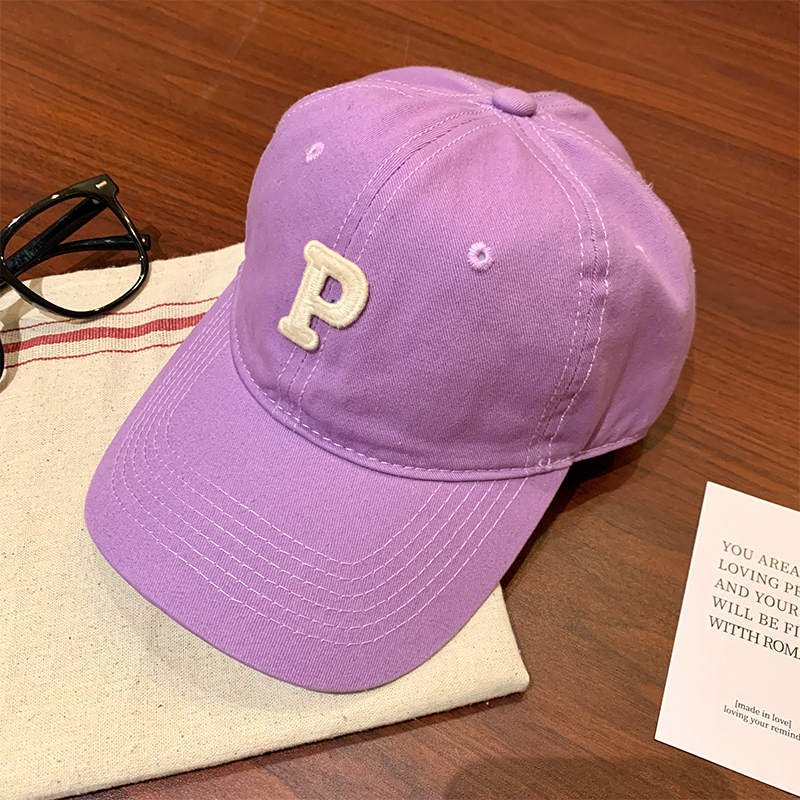 Fashion Purple Cotton Letter-embroidered Baseball Cap