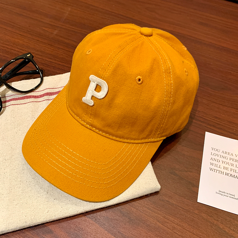 Fashion Orange Cotton Letter-embroidered Baseball Cap