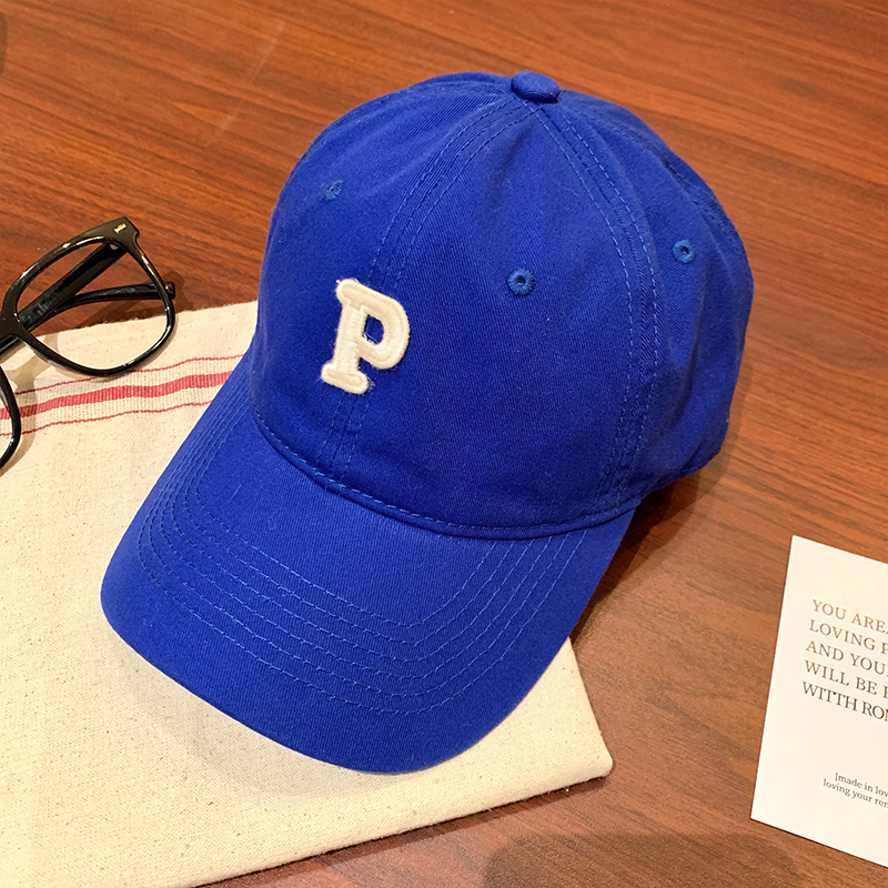 Fashion Klein Blue Cotton Letter-embroidered Baseball Cap