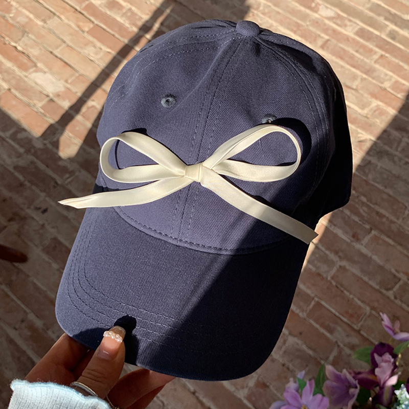 Fashion Navy Blue Cotton Lace-up Curved Brim Baseball Cap
