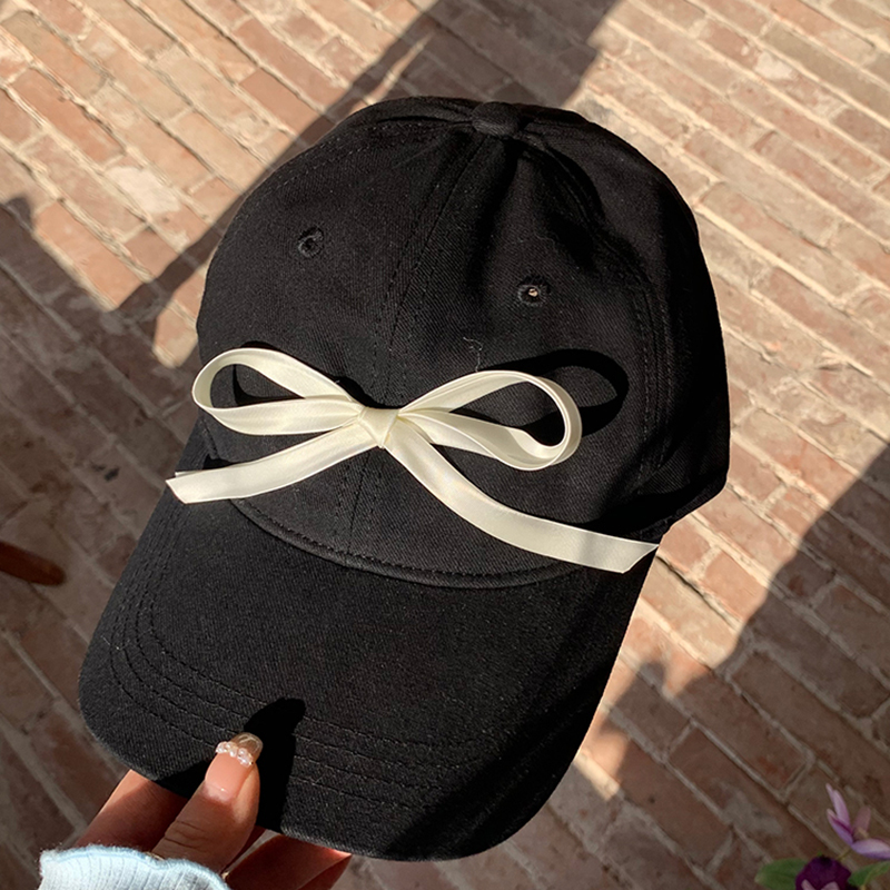 Fashion Black Cotton Lace-up Curved Brim Baseball Cap